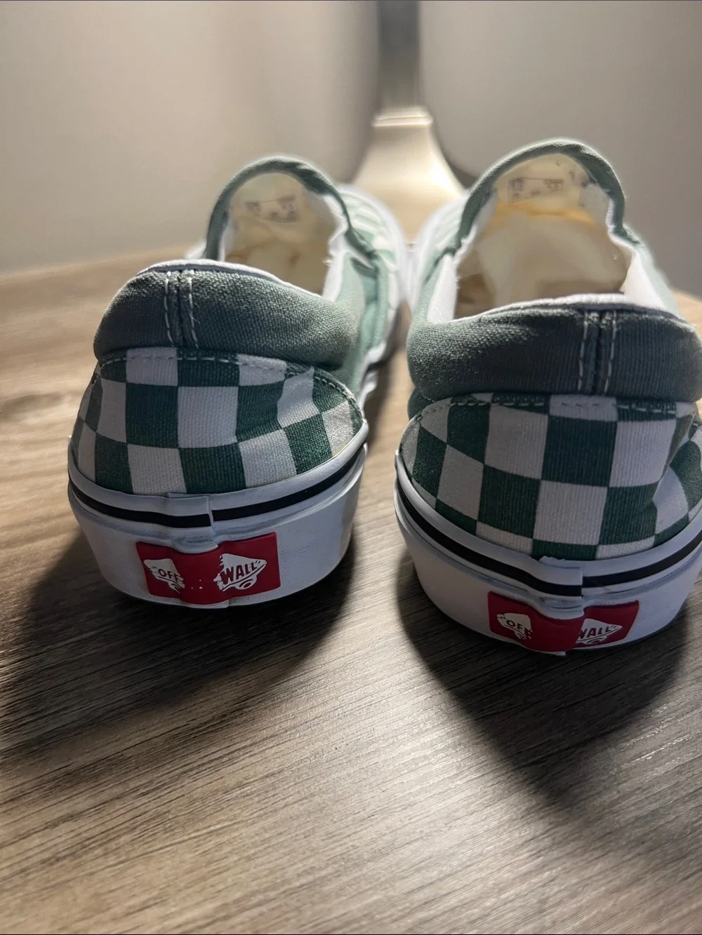 Vans Slip-On Checkerboard Sneakers - Mint Green/White—stock (06)